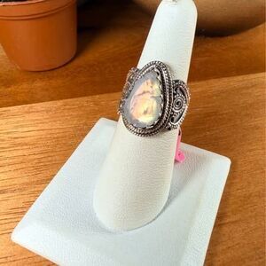 Rainbow Moonstone Ring - Size 6.5 - .925 Sterling Silver